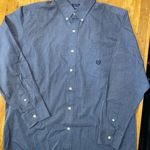 Blue Chaps button-up shirt with embroidered logo. Size Large